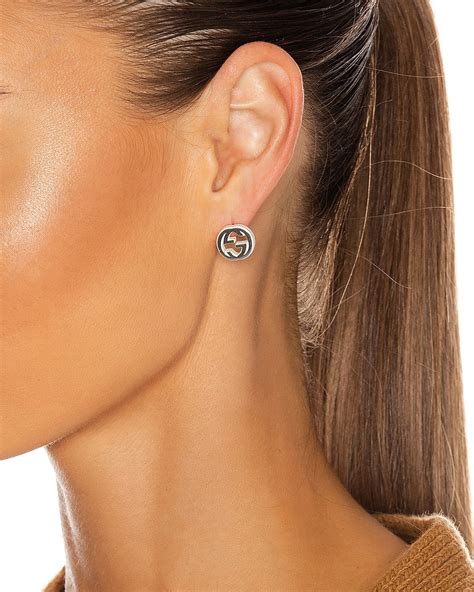 gucci interlocking g sterling silver stud earrings